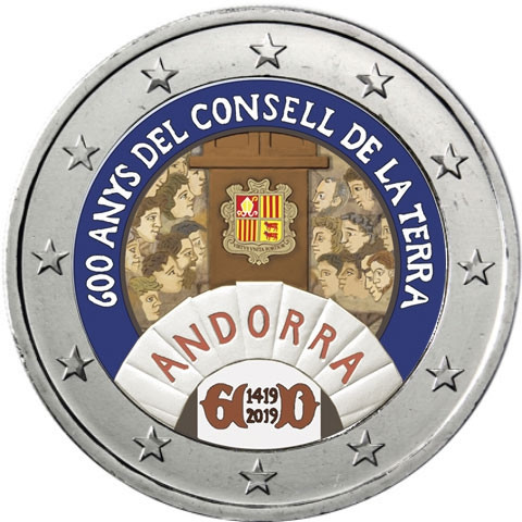 Andorra 2 Euro 2019 Generarat der Täler FARBE