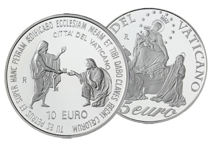 Vatikan 5 und  10 Euro 2003 PP Rosenkranzjahr und 25. Pontifikatsjahr Johannes Paul II