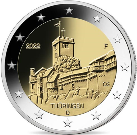 Deutschland-5x2Euro-2022-Thüringen-Wartburg-A-J