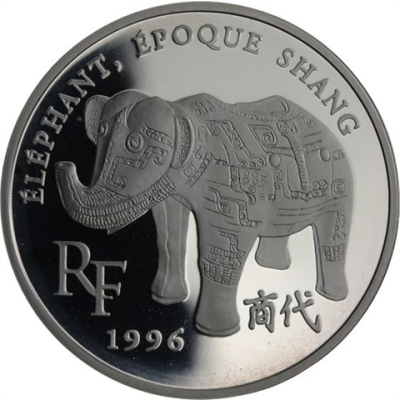 Frankreich-1,5 Euro 10 Francs-1996-AGpp-Elefant-RS
