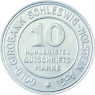N 39 -  10- Hundertstel Gutschrifts-Marke 1923 der Provinz Schleswig-Holstein 