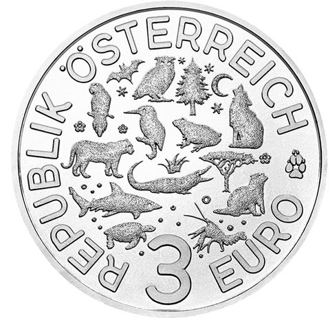 Österreich-3-Euro-2019-Schildkröte-Tiertaler-handgehoben-in-Münzkapsel-1