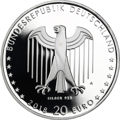 20-Euro-Gedenkmünze 150. Geb. Peter Behrens PP im Folder Silber