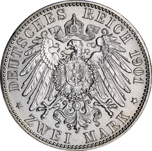 Jäger 105 Preussen 2 Mark 1901 Sehr Schön 200 Jahre Königreich I