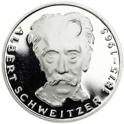 Deutschland 5 DM Silber 1975 PP Albert Schweitzer in Münzkapsel