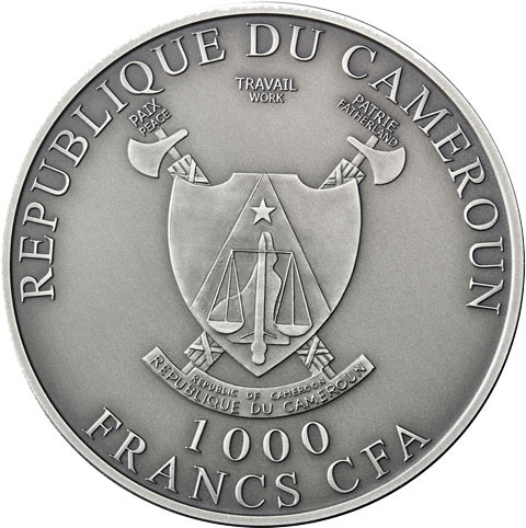 1 Oz Silbermünze Kamerun 2019 in Farbe