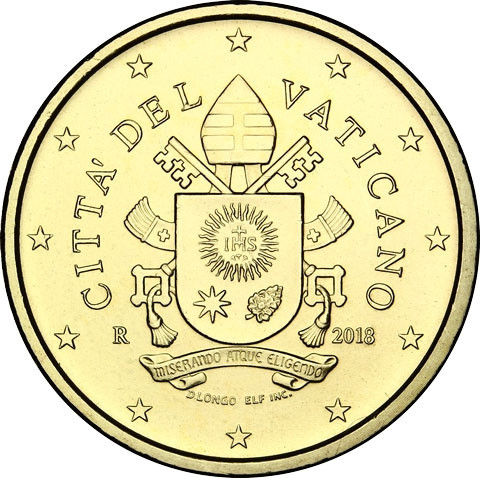 Vatikan 50 Cent Kursmünze 2018 Stgl. Motiv: Papst-Wappen von Franziskus