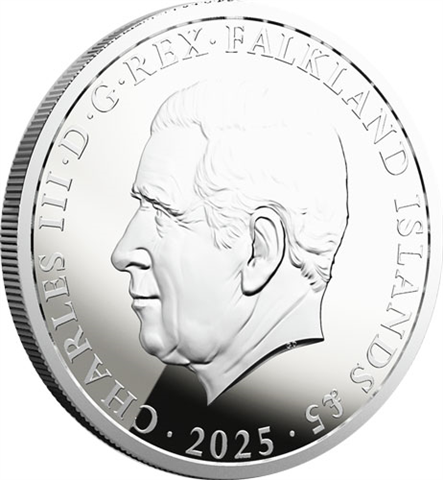 Falklandinseln-5Falkland-Pfund-2025-Silbermünze-1oz-Königspinguin-RS