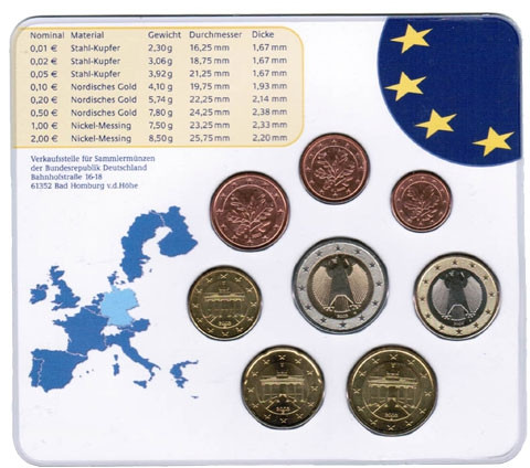 Deutschland KMS original Kursmünzensätze komplett  im Folder Stempelglanz bestellen Münzhändler