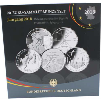 Deutschland-5x20 Euro-2018-AGpp-Komplett Set-Folder