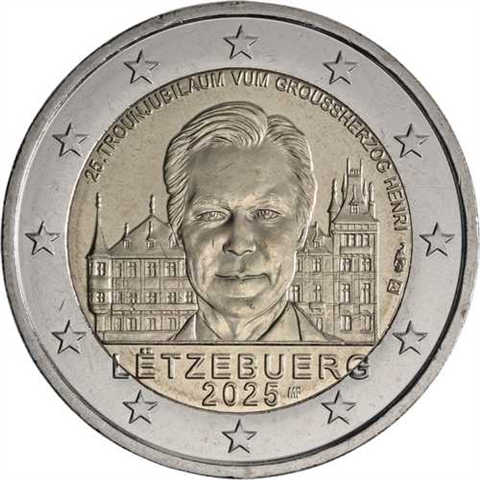 Luxemburg-2 Euro-2025-bfr-Thronbesteigung Henri-RS
