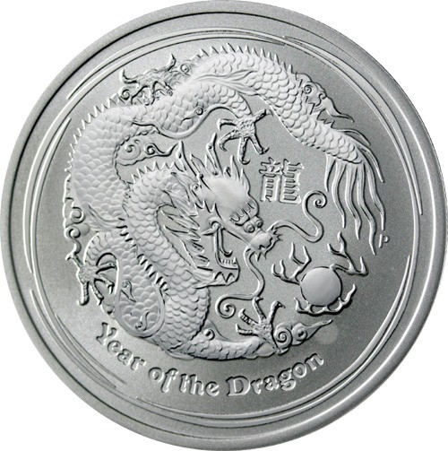 1/2 Oz Silbermünzen Australien Lunar II - Jahr des Drachen 2012