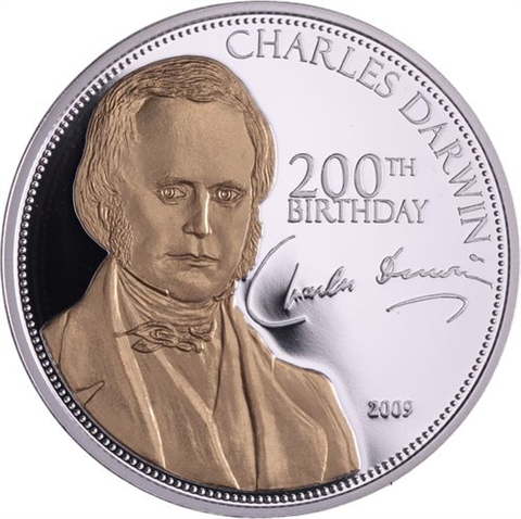 Samoa-6x10 Dollar-2009-PPvergoldet-200th Geburtstag C. Darwin-Etui I