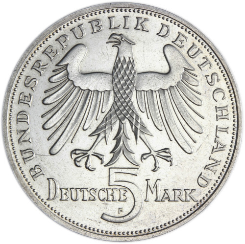 Deutschland 5 DM 1955 Gedenkmünze Schiller 1955 in vorzüglich
