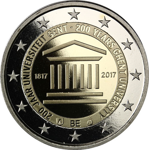 Belgien-2-Euro-2017-PP-200-Jahre-Universität-Gent-I