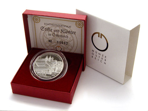 Österreich-10-Euro-2008-Silber-PP-Seckau-Etui