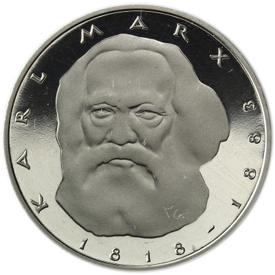 Deutschland 5 DM 1983 PP Karl Marx in Münzkapsel