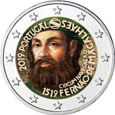 Portugal 2 Euro Sondermünzen  2019  500 J. Magellan Weltumsegelung in Farbe 