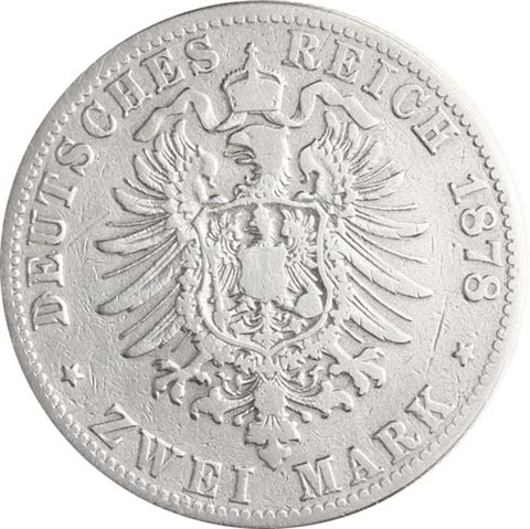 Jäger 61 Hamburg 2 Mark 1876 - 1888 Schön Kleiner Adler I