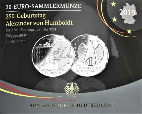 Gedenkmünzen 20 Euro Silber 2019 Humboldt Folder