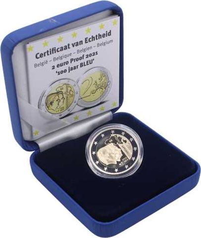 Belgien-2 Euro-2021-PP-Wirtschaftsunion-Etui