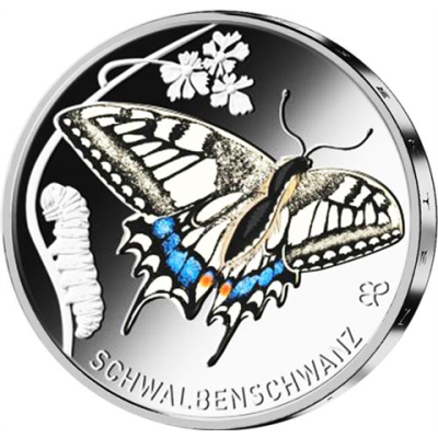 Deutschland-5Euro-2023-Wunderwelt-Insekten-Schwalbenschwanz-RS