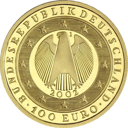  1/2 oz Goldmünze Deutschland 100 Euro 2002 stgl. Übergang zur Währungsunion Mzz. Historia Wah