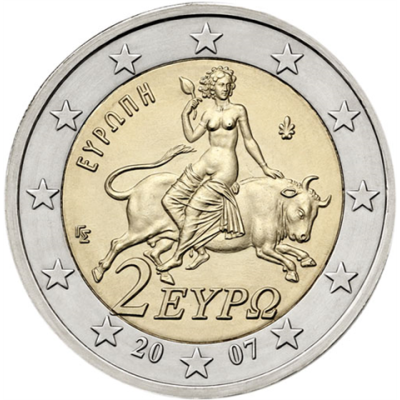 Griechland-2-Euro-2007-bfr-Europa-Stier-RS