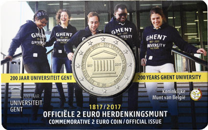 Sondermünze Belgien 2 Euro 2017 Universität Gent Coin Card 