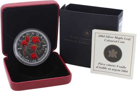 Kanada-5Dollar-2004-AGpp-Farbe-Maple Leaf-Etui