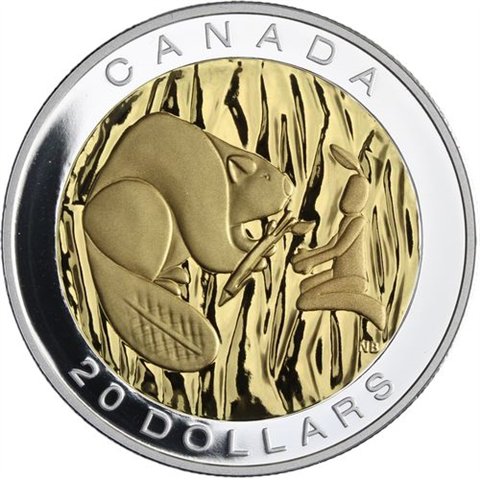 Kanada-7x20Dollar-2014-AGpp-Adler-Wolft-vergoldet-RSVS