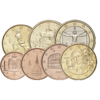 Italien-1,88Euro-2021-Kleinmünzsatz-1Cent-1Euro-RS