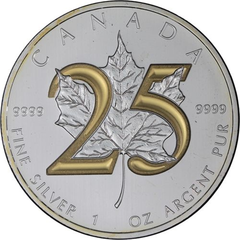 Kanada-5 Dollar-2013-AGstgl-FD-vergoldet-25 Jahre Maple Leaf-RS