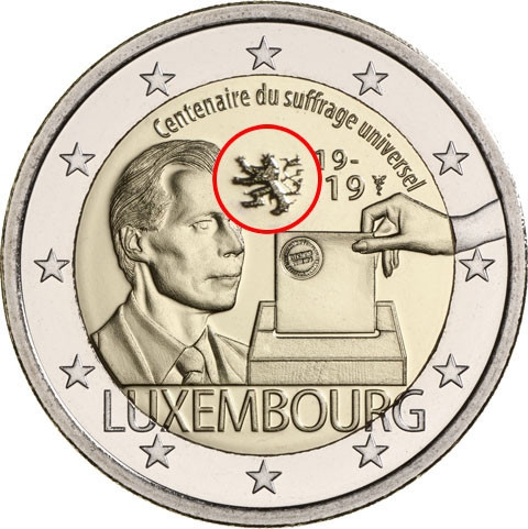 2 Euro-Gedenkmünze 2019 Coincard Luxemburg 100 Jahre Allgemeines Wahlrecht 