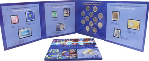 Mix-12x1Euro-Der Euro 2002 mit Briefmarken-Folder