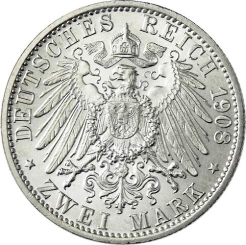 Kaiserreich 2 Mark 1908 Uni Jena Sachsen-Weimar Eisenach J.160