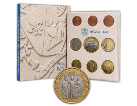 Vatikan-8,88-Euro-2026-Kms-Stgl-Papst-Leo-mit-5-Euro-Assisi
