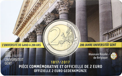 Sondermünze Belgien 2 Euro 2017 Universität Gent Coin Card 