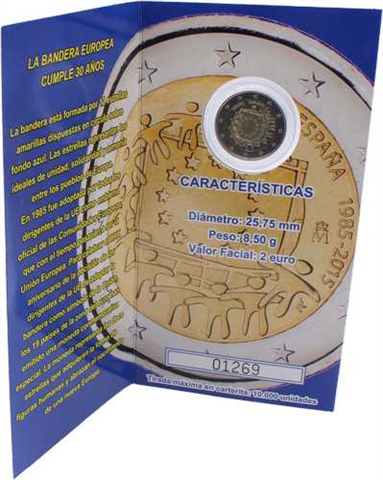 Spanien-2Euro-2015-PP-Flagge-Coincard