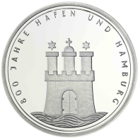Deutschland 10 DM Silber 1989 Stgl. 800 Jahre Hafen und Hamburg I