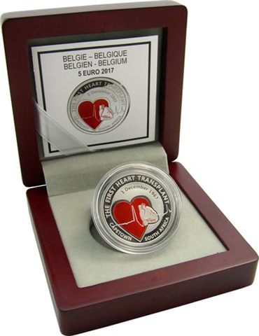 Belgien-5-Euro-2017-PP-Die-erste-Herztransplantation-mit-OVP