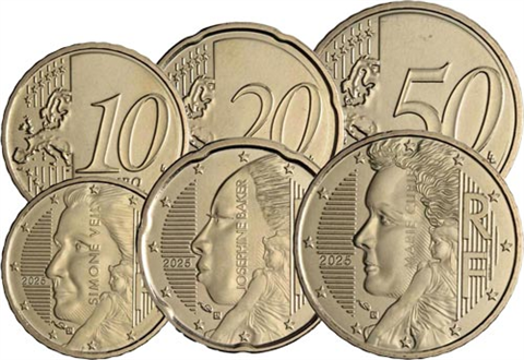 Frankreich-10-Cent-2025-,-20-Cent-2025-,-50-Cent-2025-RSVS-