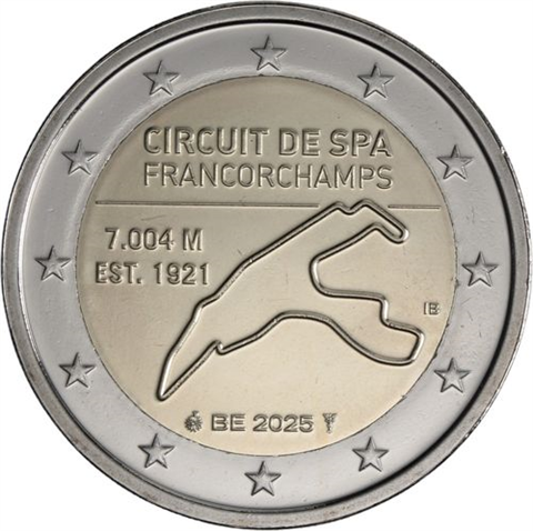 Belgien-2 euro-2025-Stgl-Rennstrecke-Coincard-Gelb-RS