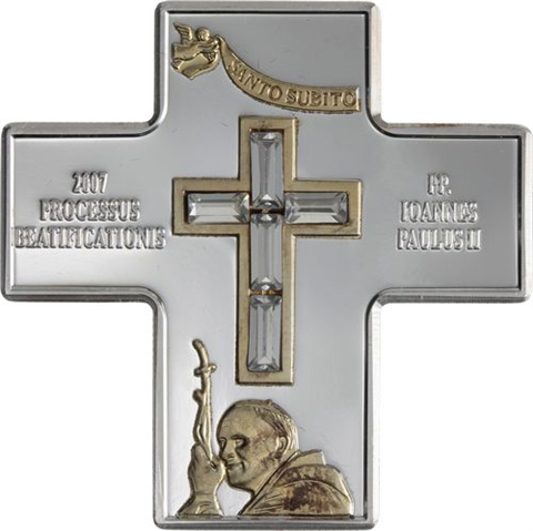 Cook Islands- 5 Dollar-2007-AGpp-Kreuz Santo Subito Papst-RS