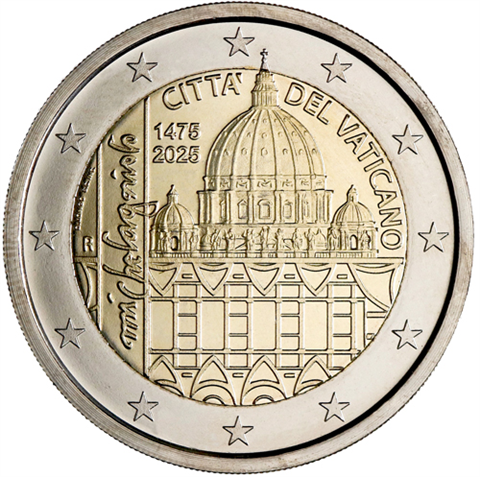 Vatikan-2Euro-2025-Geburtstag-von-Michelangelo-Folder