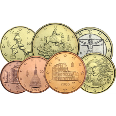 Italien-1,88Euro-2006-Kleinmünzsatz-1Cent-1Euro-RS