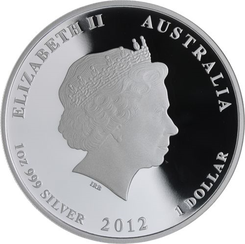 Australien-1 Dollar-2012-AGpp-Lunar II Drache-Farbe-RS
