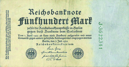 Banknote 500 Mark Reichsmark nach Rosenberg 