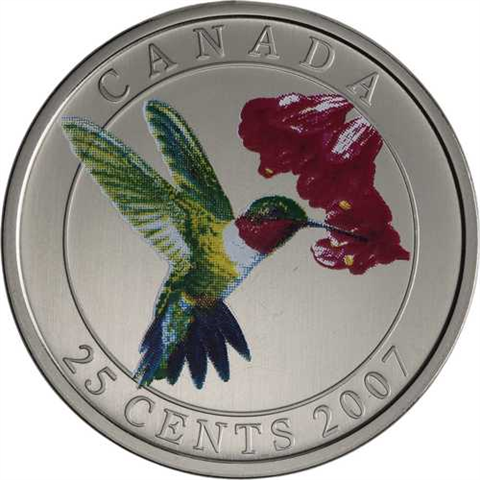 Kanada-25Cent-2007-AGstgl-Farbe-Hummingbird-Etui
