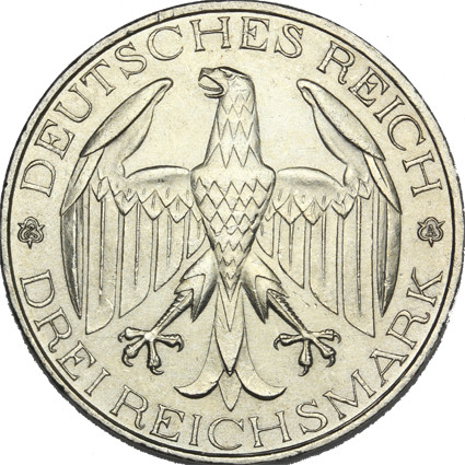 Weimarer Republik - J.337  3 Reichsmark 1929  Waldeck 